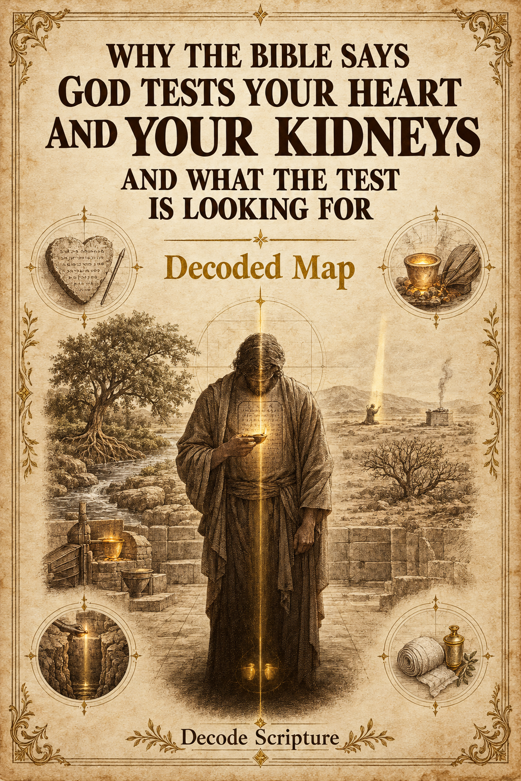 Cover image for Why the Bible Says God Tests Your Heart and Your Kidneys Decoded Map by Decode Scripture.